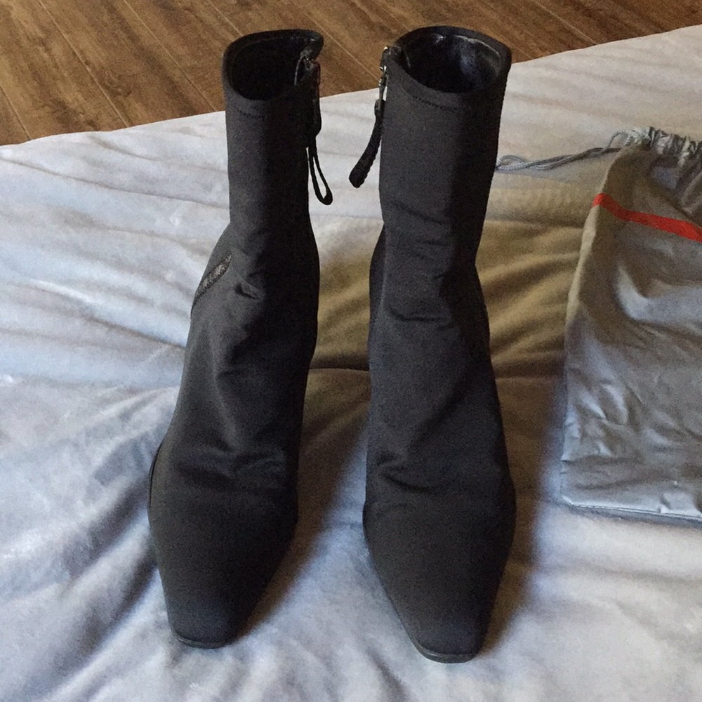 Prada Vintage Black Nylon Sateen Ankle boots